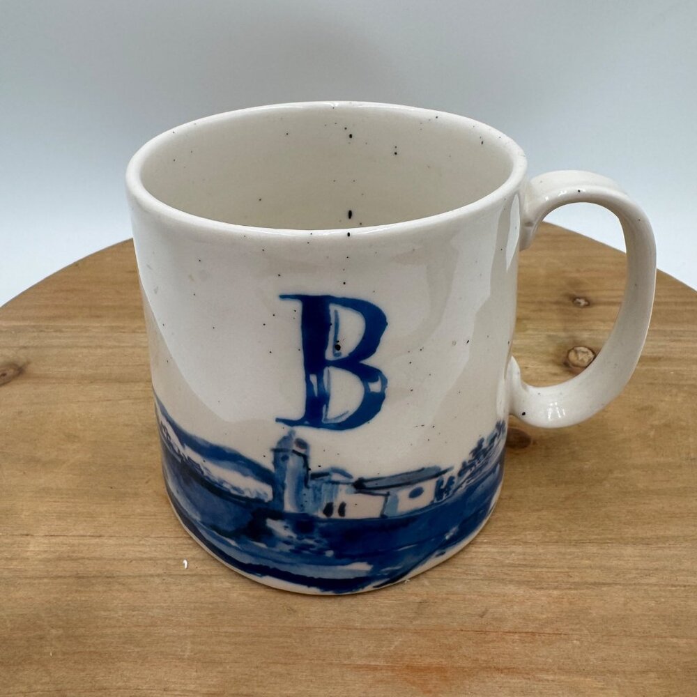 Letter B Coffee Mug Initial Landscape Blue Buoyant Tea Lake Anthropologie qualit